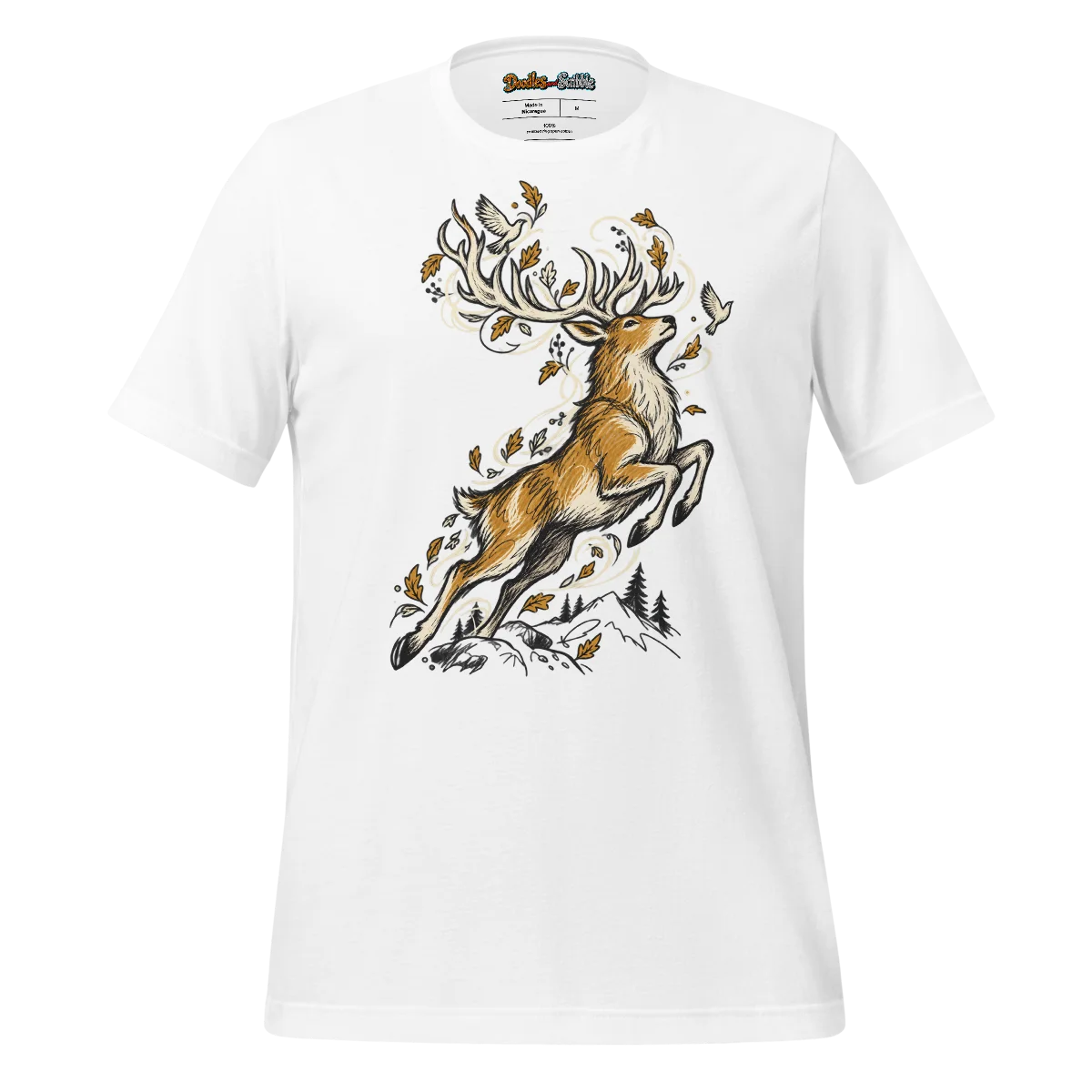Wild Stag T Shirt with Doodle Design