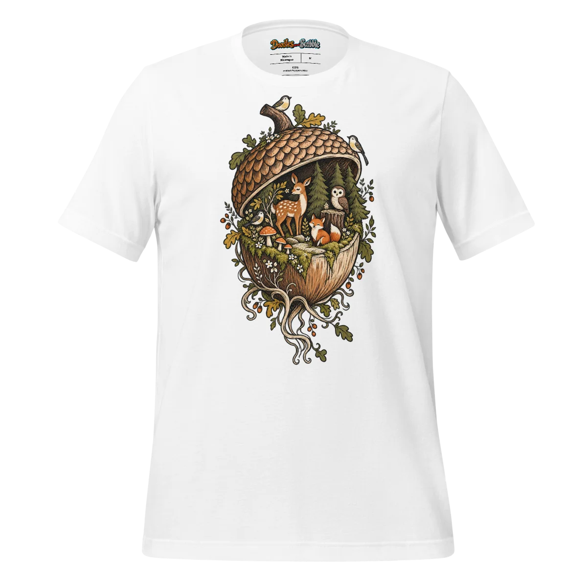Forest Fauna T Shirt Whimsical Wilderness Doodle