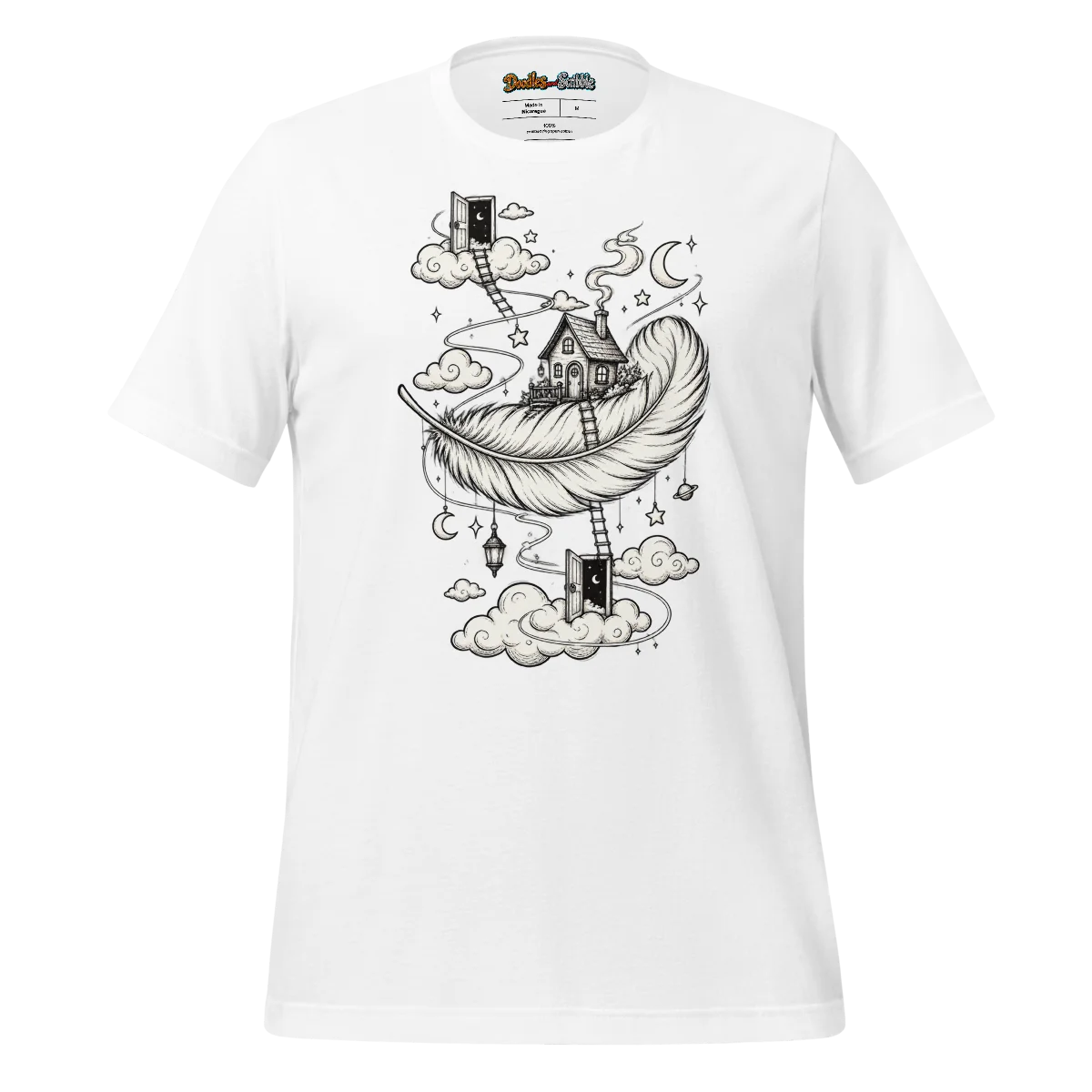 Monochrome Dreamscape T Shirt Intricate Thoughts Doodle
