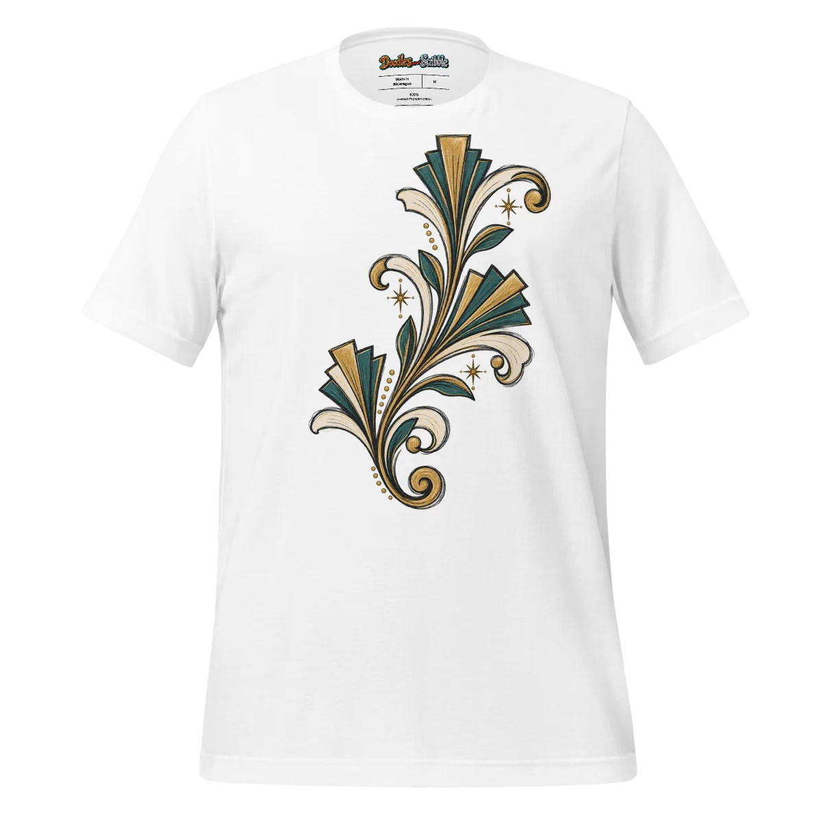 Art Deco Ornament T Shirt with Revival Scribble Pattern