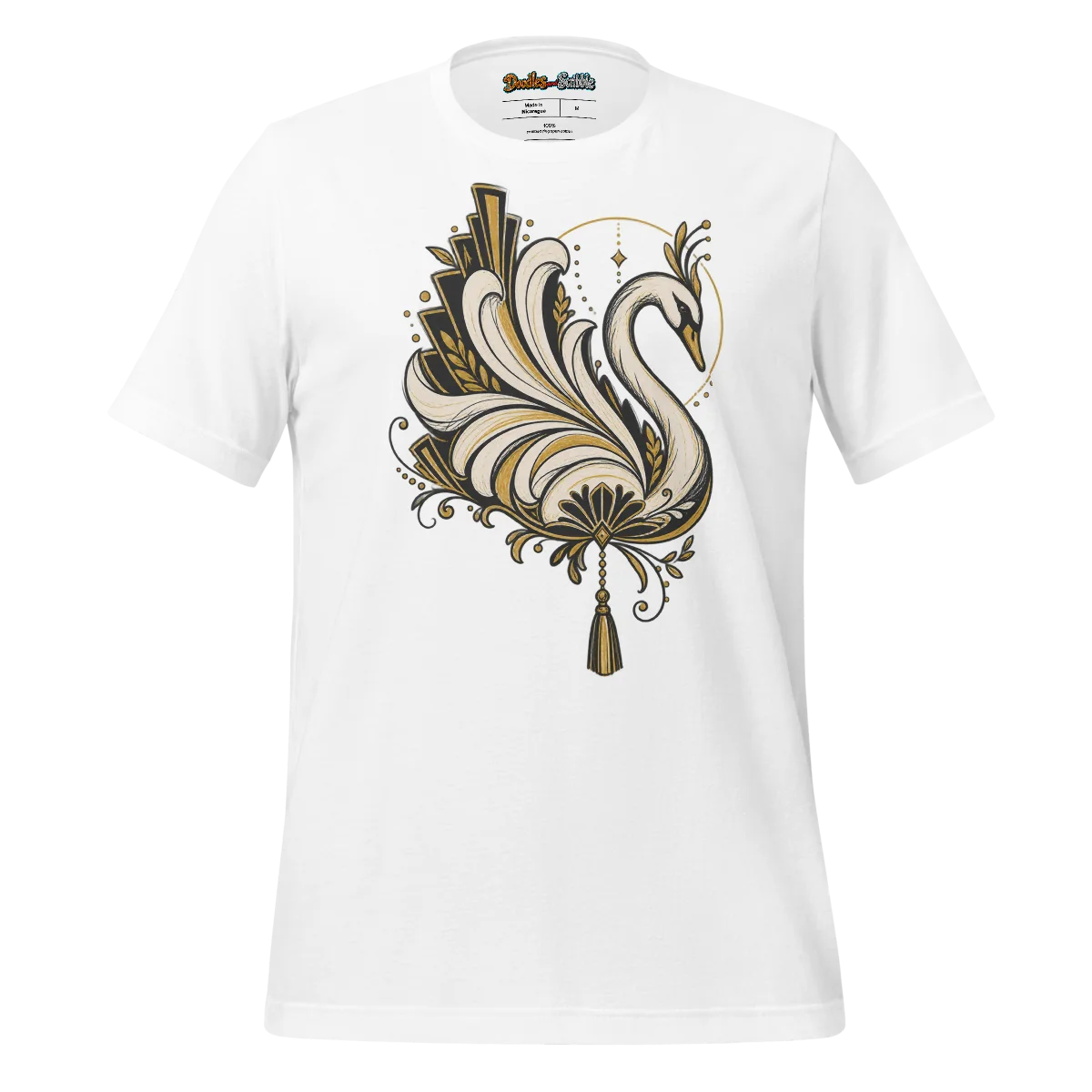 Art Deco Flair T Shirt with Intricate Scribble Emblem