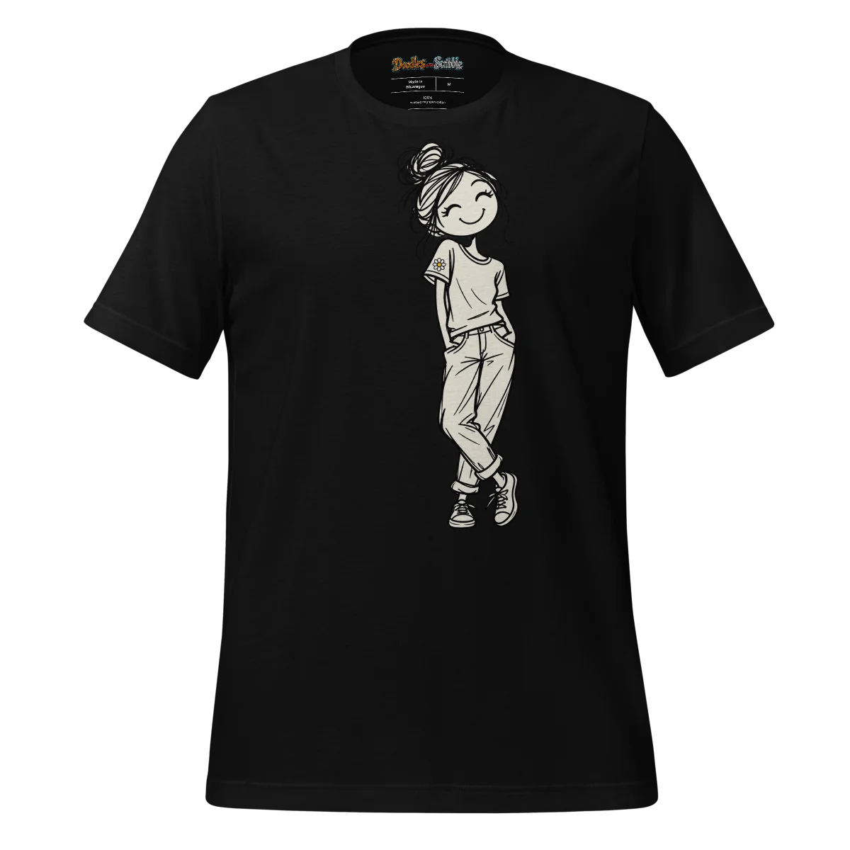 Chic Stick Figure T Shirt Minimalist Style Doodle