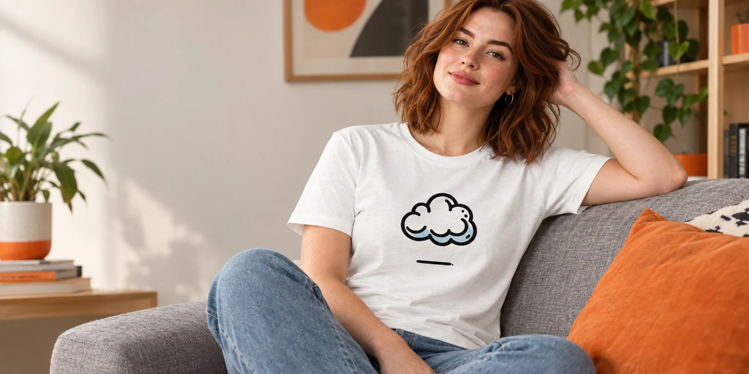 Whimsical Cloud T-Shirt with Doodle Art - Doodles and scribbles as wearable line art
