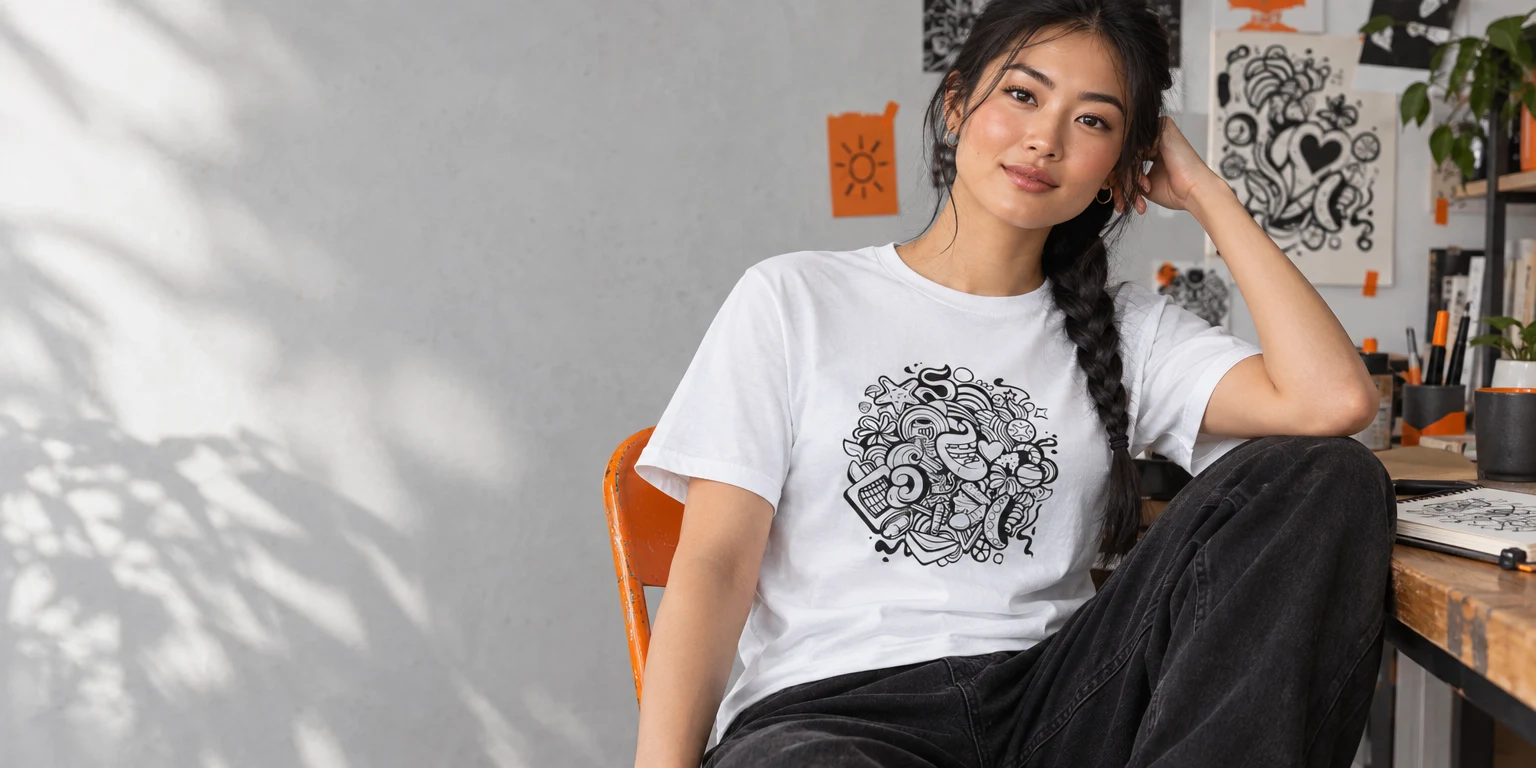 Abstract Doodle T-Shirt - Whimsical Imagination Explosion - Doodle and scribble - when a loose line becomes the point