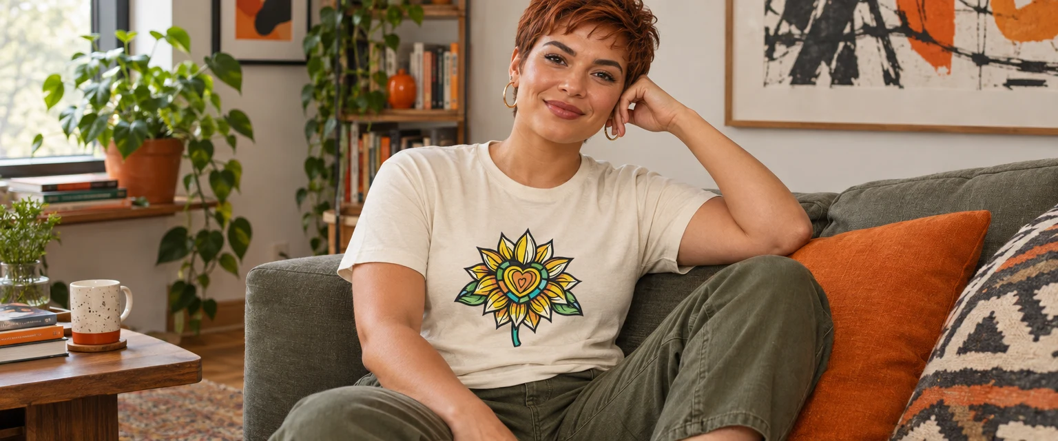 Sunflower Doodle T-Shirt - Love Core Delight styled for Give a recognisable drawing room to breathe