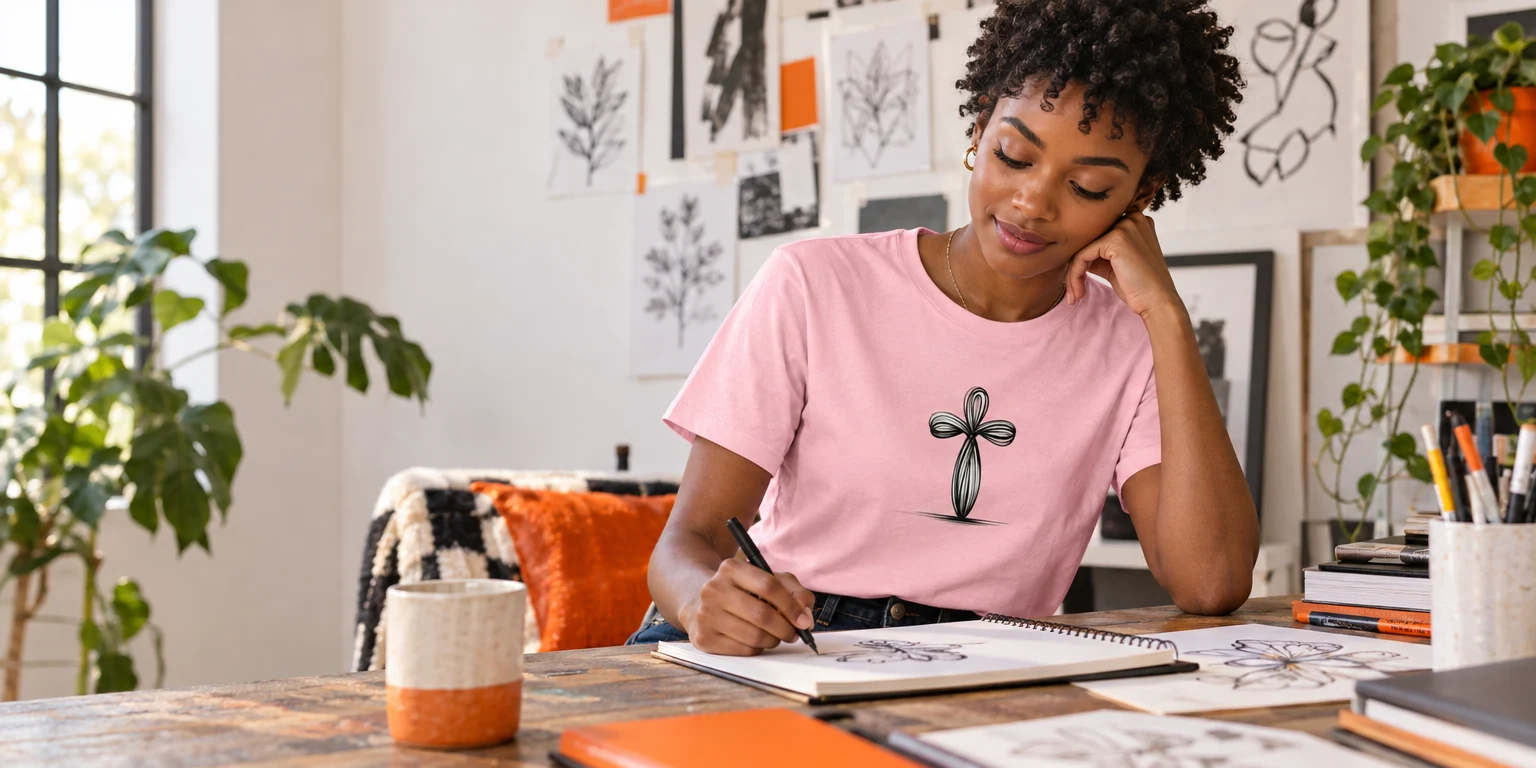 Monochrome Ankh T-Shirt - Soulful Scribbles Design - Doodles and scribbles - choosing a statement piece