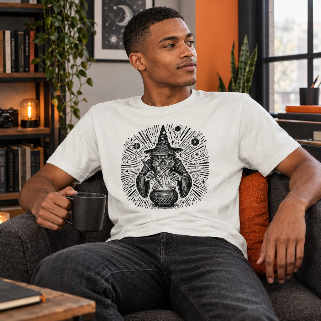 Wizardry Wonder T-Shirt - Mystical Brew Art styled for Give the wizard room without building a costume