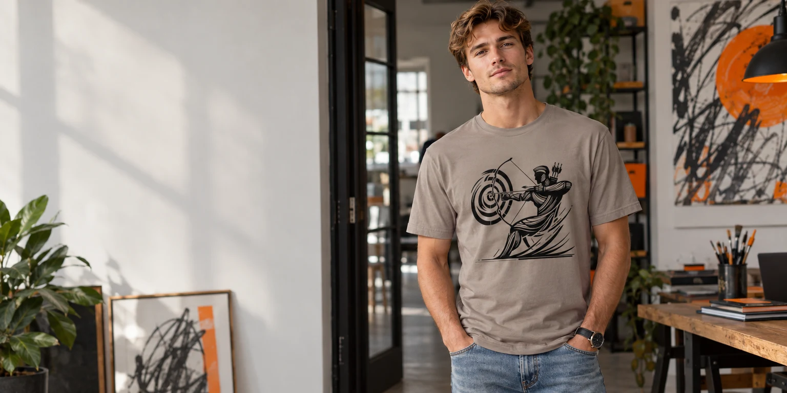 Archer Aim T-Shirt - Soulful Scribbles Design - Doodles and scribbles for relaxed everyday styling