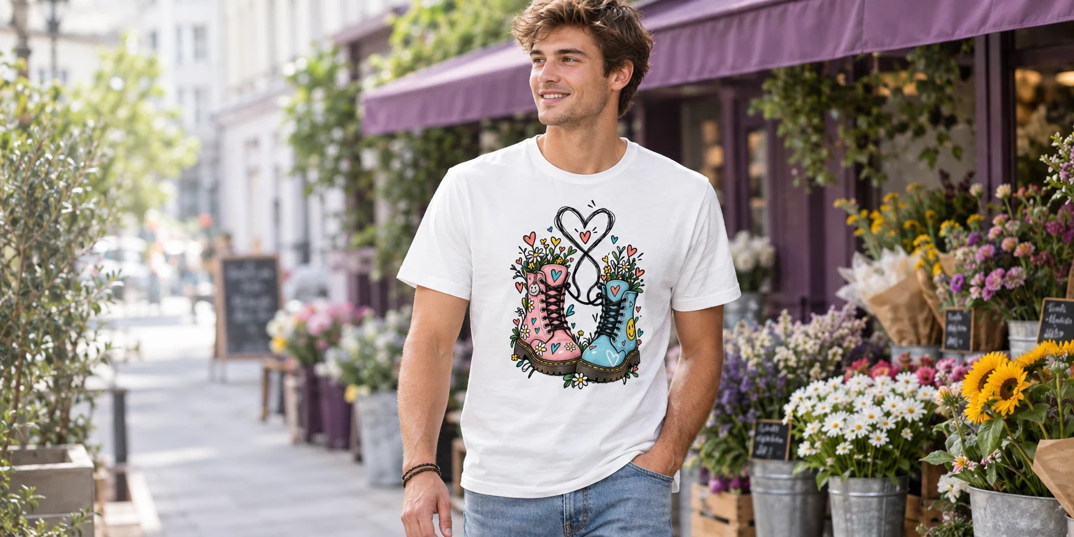 Whimsical Love T Shirt with Artistic Doodle - Easy everyday outfits for a guitar-player graphic tee