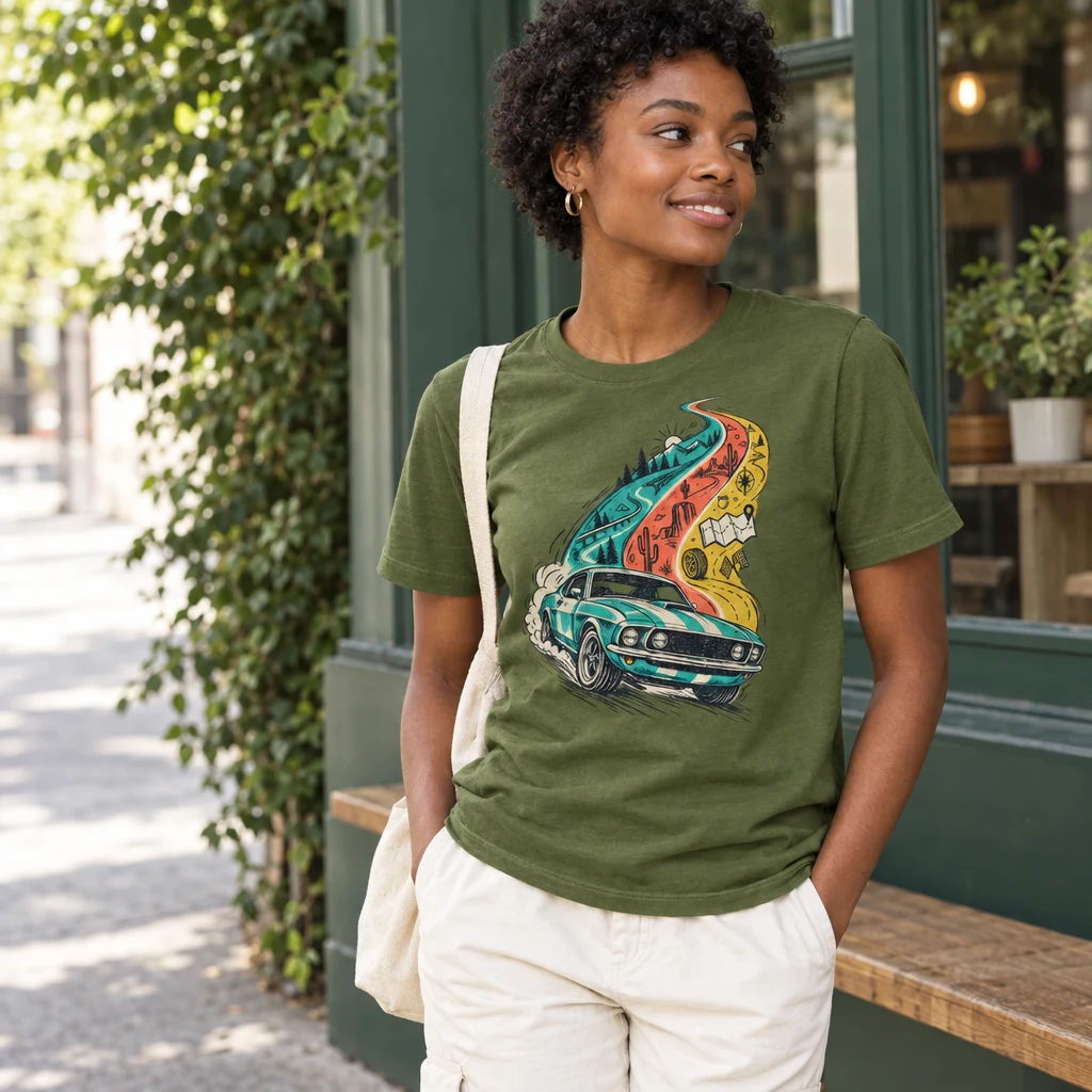 Chromatic Cruiser Car T Shirt Vintage Car Enthusiast Art styled for Try three combinations without buying a matching piece