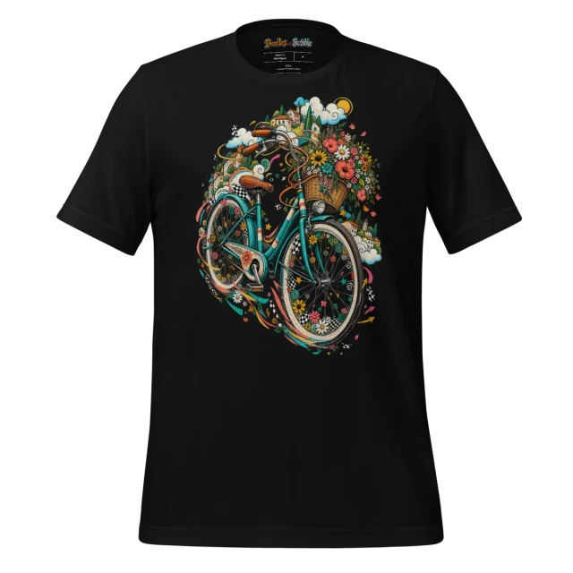 Bicycle Doodle T Shirt with Vibrant Illustrated Art alternate view