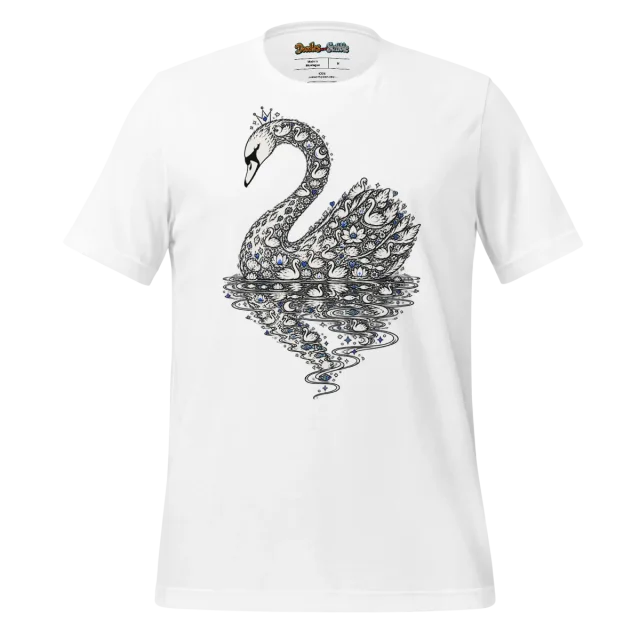 Zentangle Swan T Shirt Graceful Serene Reflection