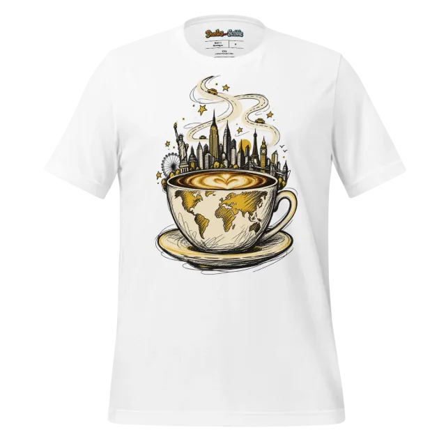 Cosmopolitan Skyline T Shirt with Artistic Doodle