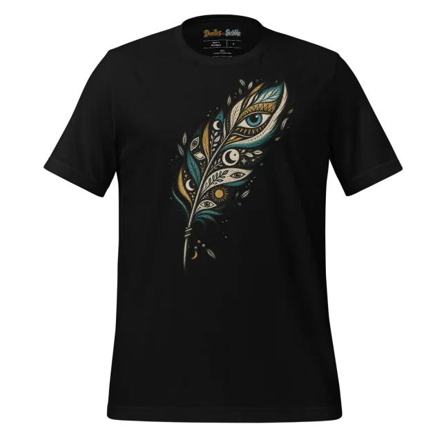 Eye Feather T Shirt with Mystical Gaze Doodle alternate view