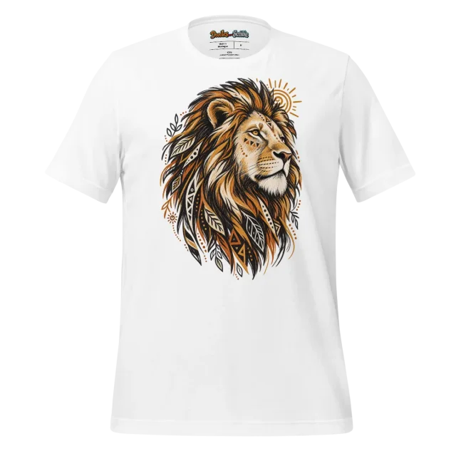 Lion Tribal Art T Shirt Majestic Mane Design