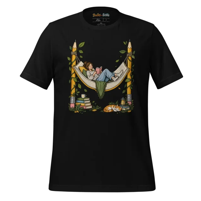 Hammock Reader Doodle T Shirt Leisure Reader alternate view