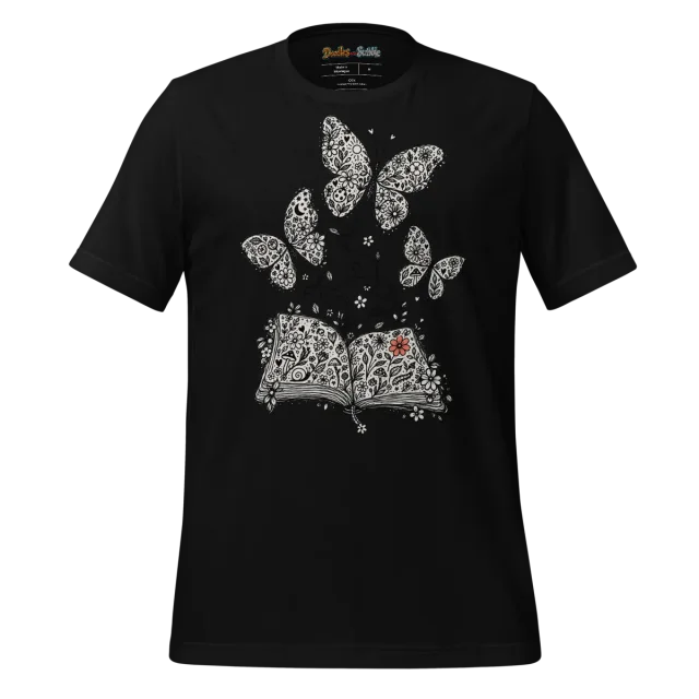 Butterfly Floral T Shirt Nature's Sketchbook Doodle alternate view