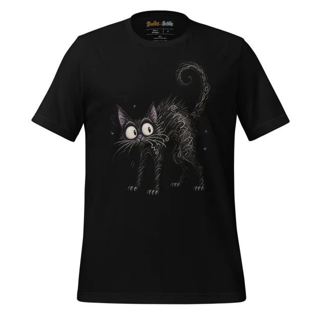 Scribbled Black Cat T Shirt for Halloween alternate view