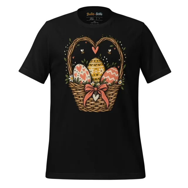 Heart Easter Basket T Shirt with Woven Wonders Doodle alternate view
