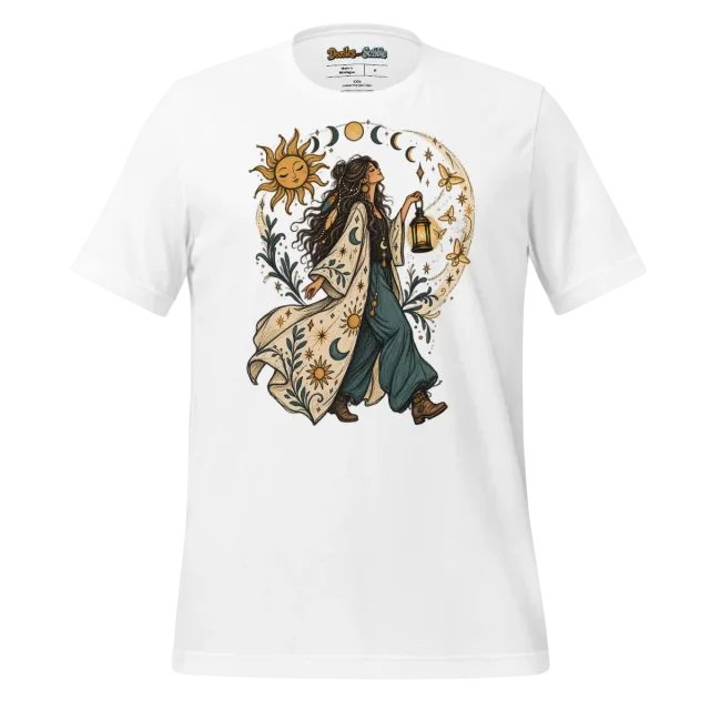 Mystical Boho T Shirt with Artistic Soul Doodle