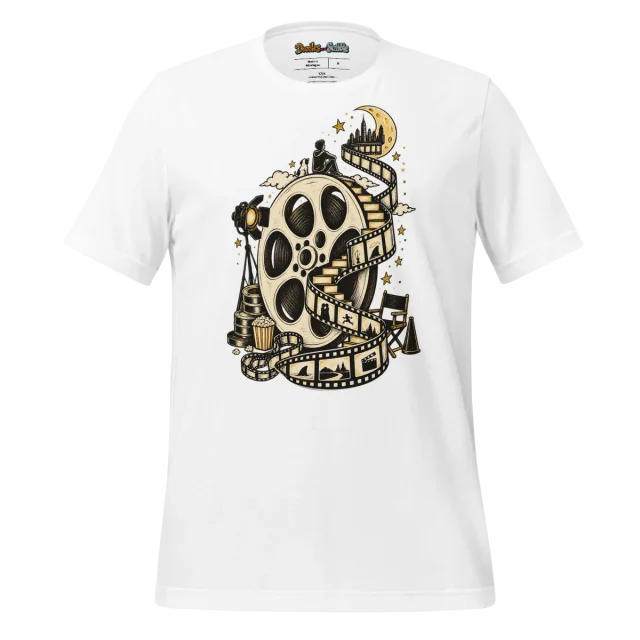 Film Reel T Shirt with Classic Cinemaphile Doodle