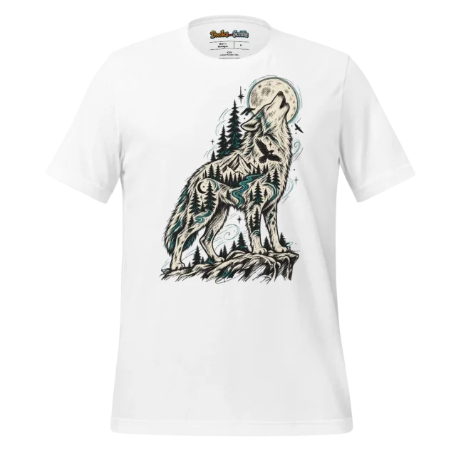 Mystic Wolf T Shirt Wild Spirit Sketch