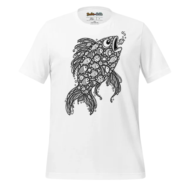 Zentangle Fish T Shirt Aquatic Swirling Scales