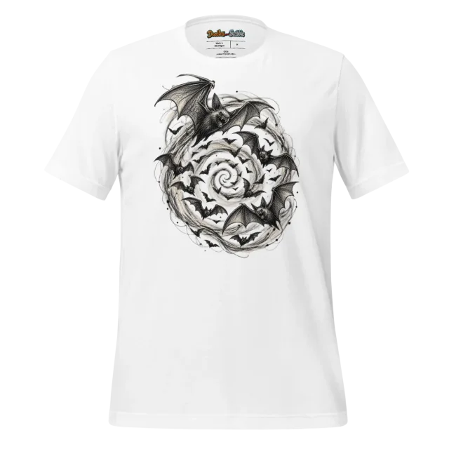 Swirling Bats T Shirt Halloween Scribble Design