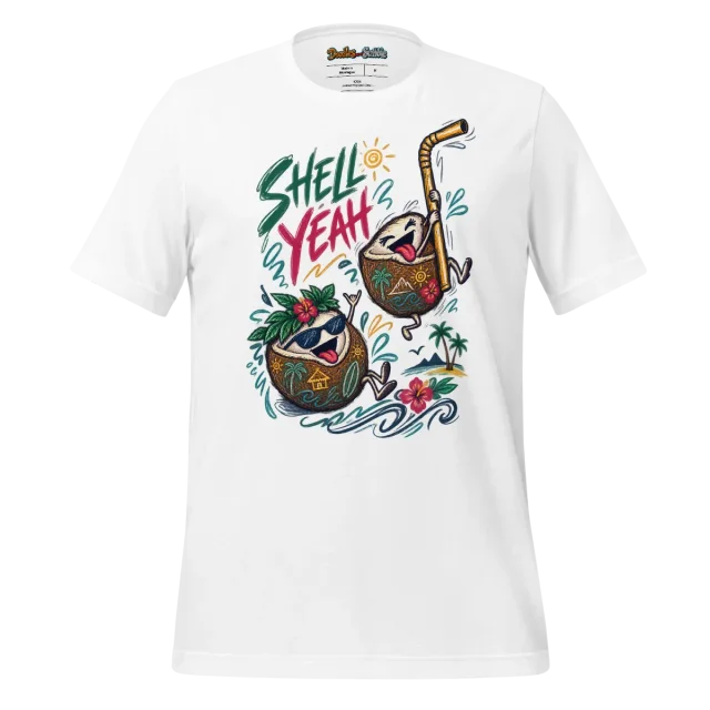 Tropical Coconut Drink T Shirt with Colorful Doodles