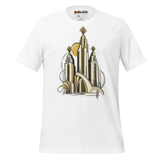 Art Deco Outline T Shirt with Architectural Majesty