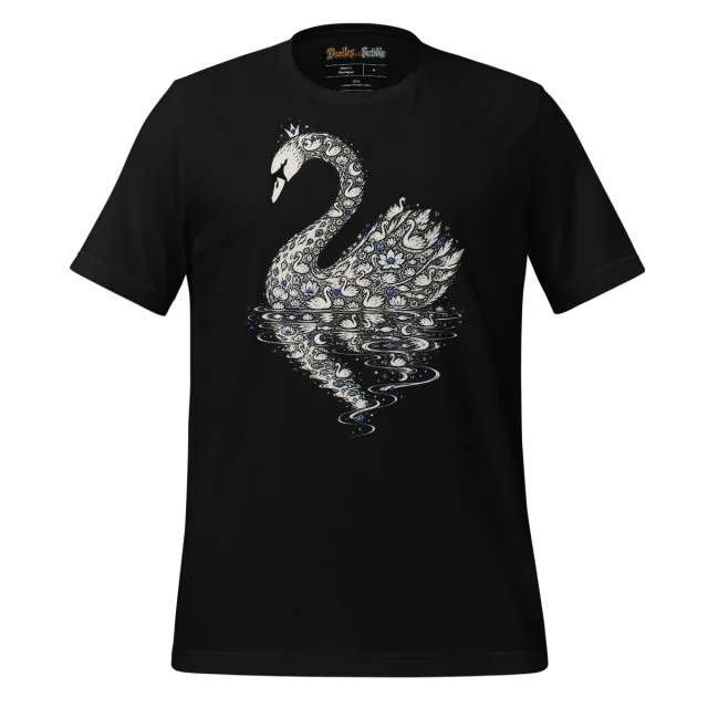 Zentangle Swan T Shirt Graceful Serene Reflection alternate view
