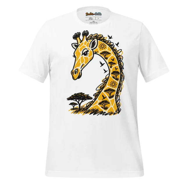 Giraffe Doodle T Shirt with Gentle Giant Gaze Artwork