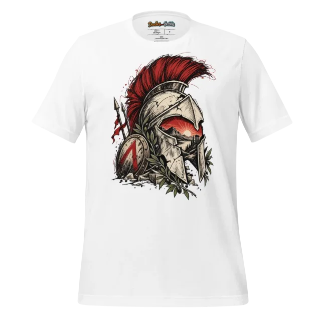 Spartan Helmet T Shirt with Scribbled Valor Design