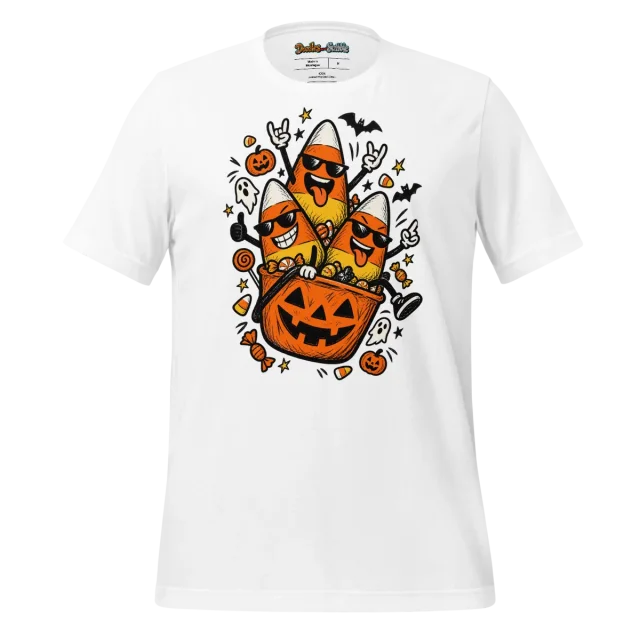Candy Corn Chaos T Shirt Halloween Treat Doodle