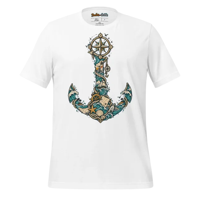 Compass Anchor T Shirt with Voyager Doodle