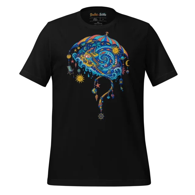 Beach Umbrella T Shirt with Colourful Sandy Shore Design alternate view