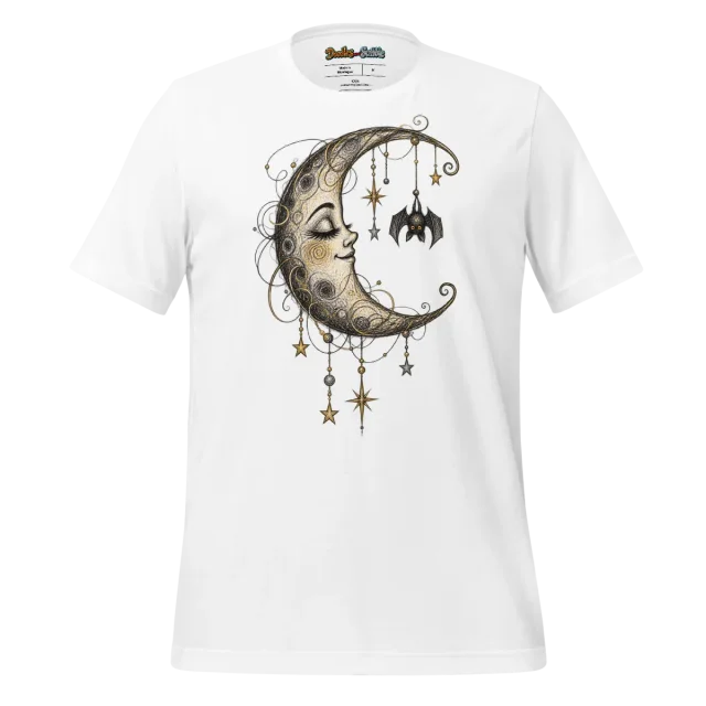 Scribbled Crescent Moon T Shirt for Halloween