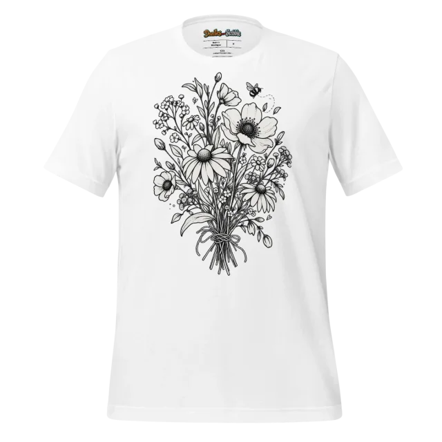 Monochrome Floral Array T Shirt with Elegant Detailing