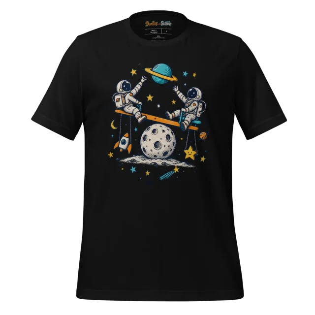 Cosmic Doodle T Shirt with Whimsical Astro Playground Art alternate view