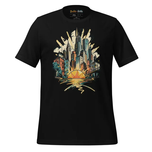 Urban Dawn T Shirt with City Sketch Design alternate view
