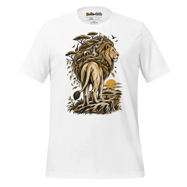 Lion Kingdom T Shirt with Majestic Doodle Art