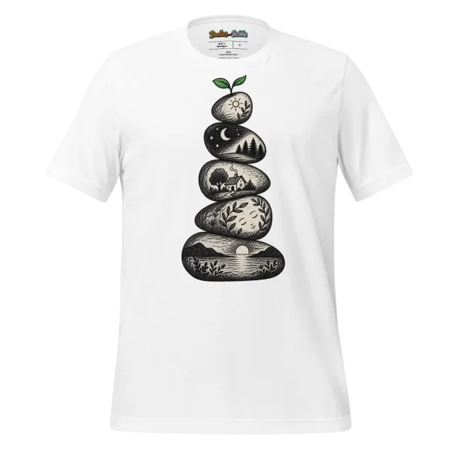 Zen Pebble Stack T Shirt Tranquil Balance Doodle