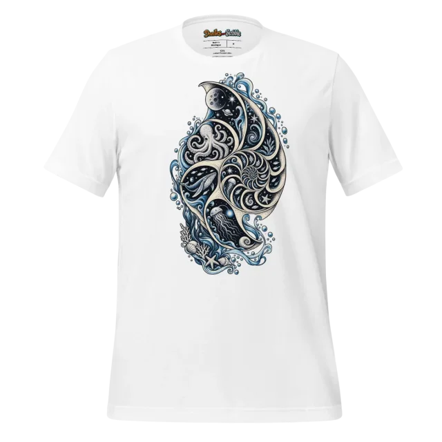 Abyssal Whirl T Shirt with Cosmic Ink Art