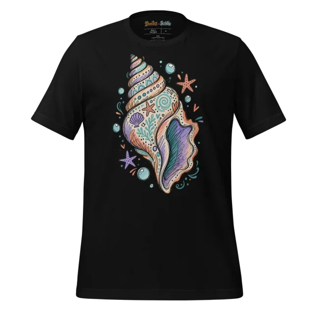 Seashell Summer Doodle T Shirt with Colourful Artwork alternate view