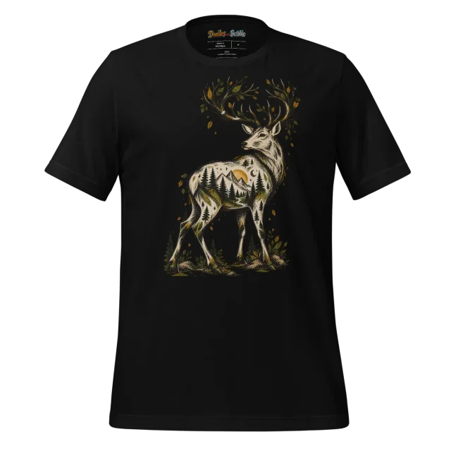 Stag Silhouette T Shirt with Forest Monarch Design alternate view