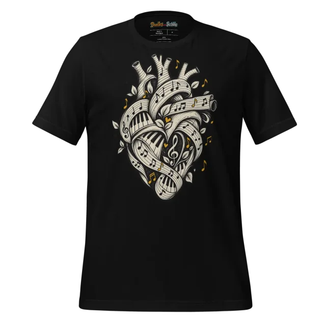 Heartbeat Symphony T Shirt Melodic Heartbeats Doodle alternate view