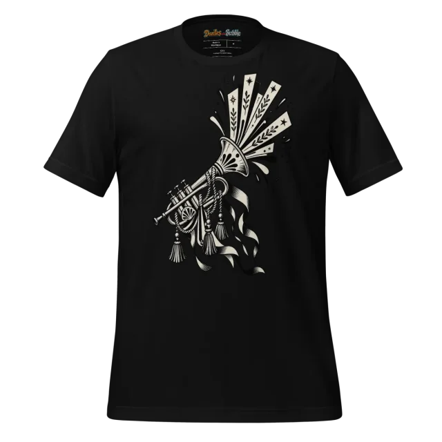 Art Deco Fanfare T Shirt with Monochrome Linear Design alternate view