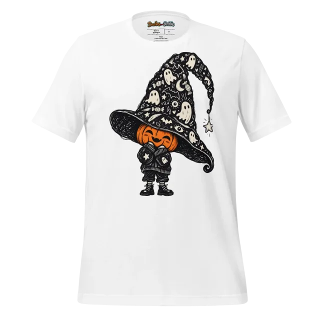 Pumpkin Hat T Shirt with Ghostly Gourd Doodle