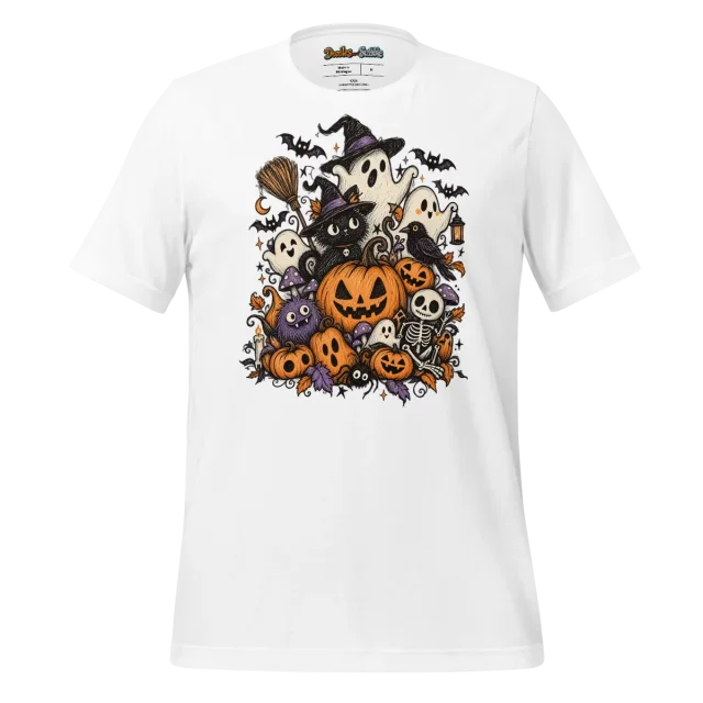 Spooky Gathering Doodle T Shirt Eerie Festivities