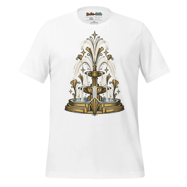 Art Deco Fountain T Shirt with Ornamental Scribble Design